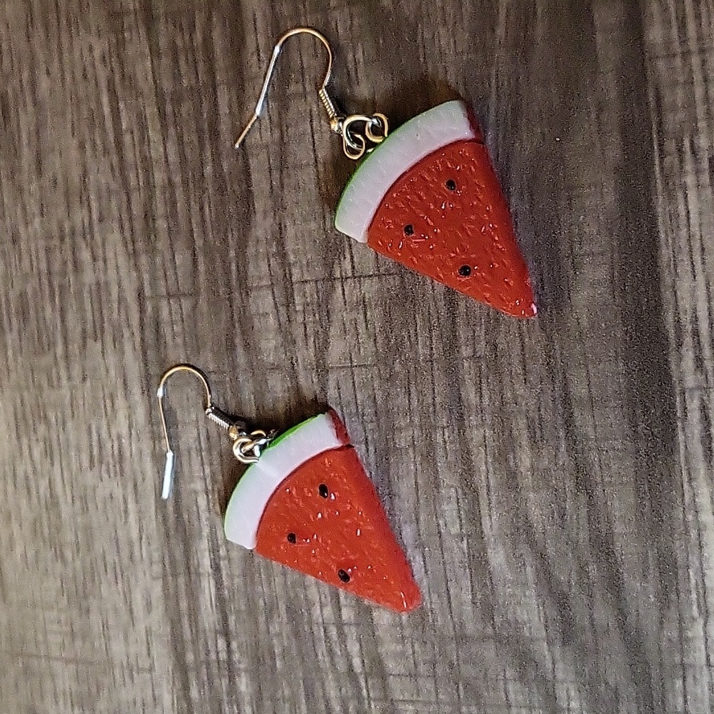 Watermelon Slice Pierced Earrings - Picture 3 of 7